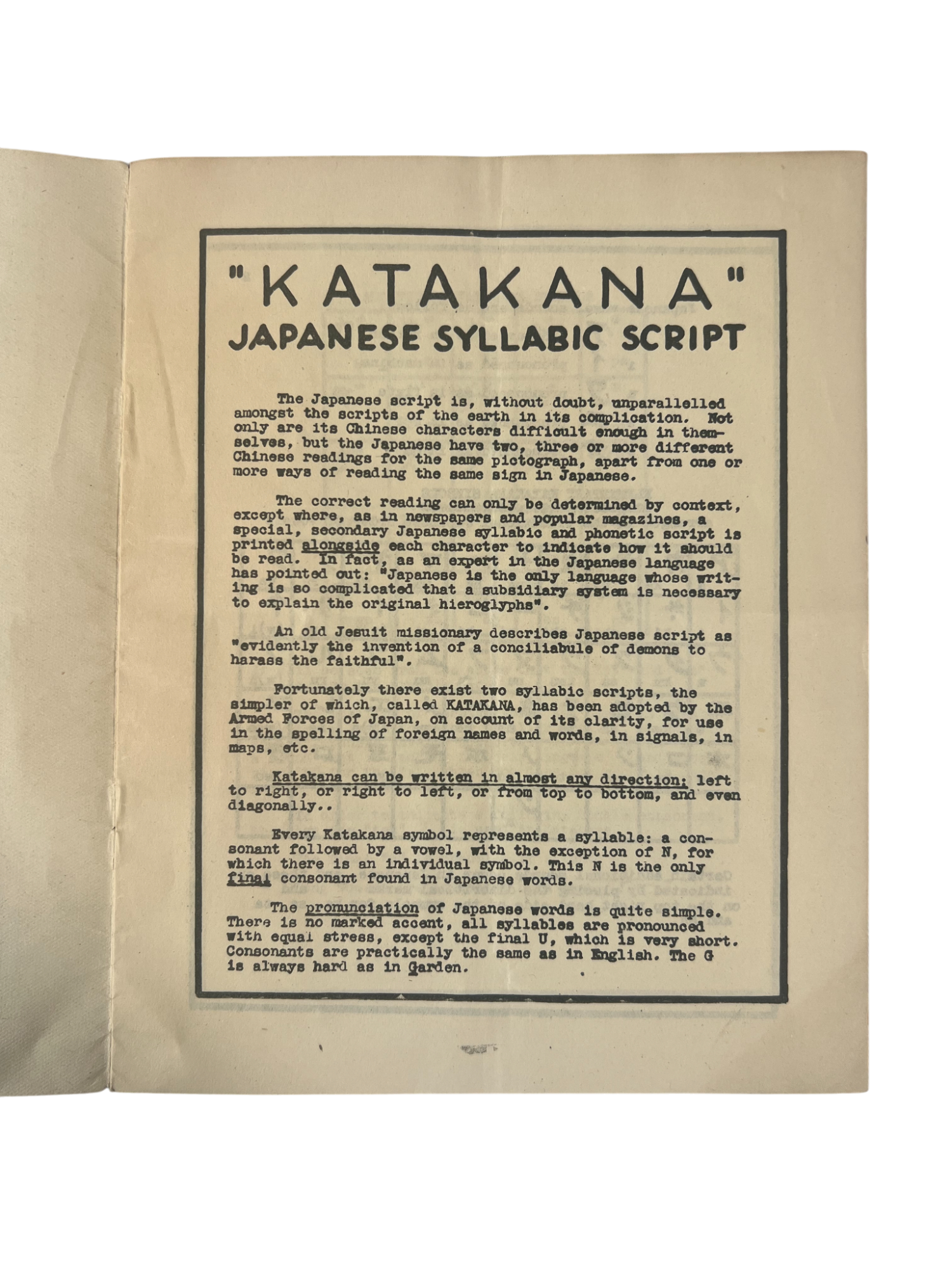 Japanese Script Wwii WWII Allied Forces Japanese Translation Guide, Katakana: Japanese ...