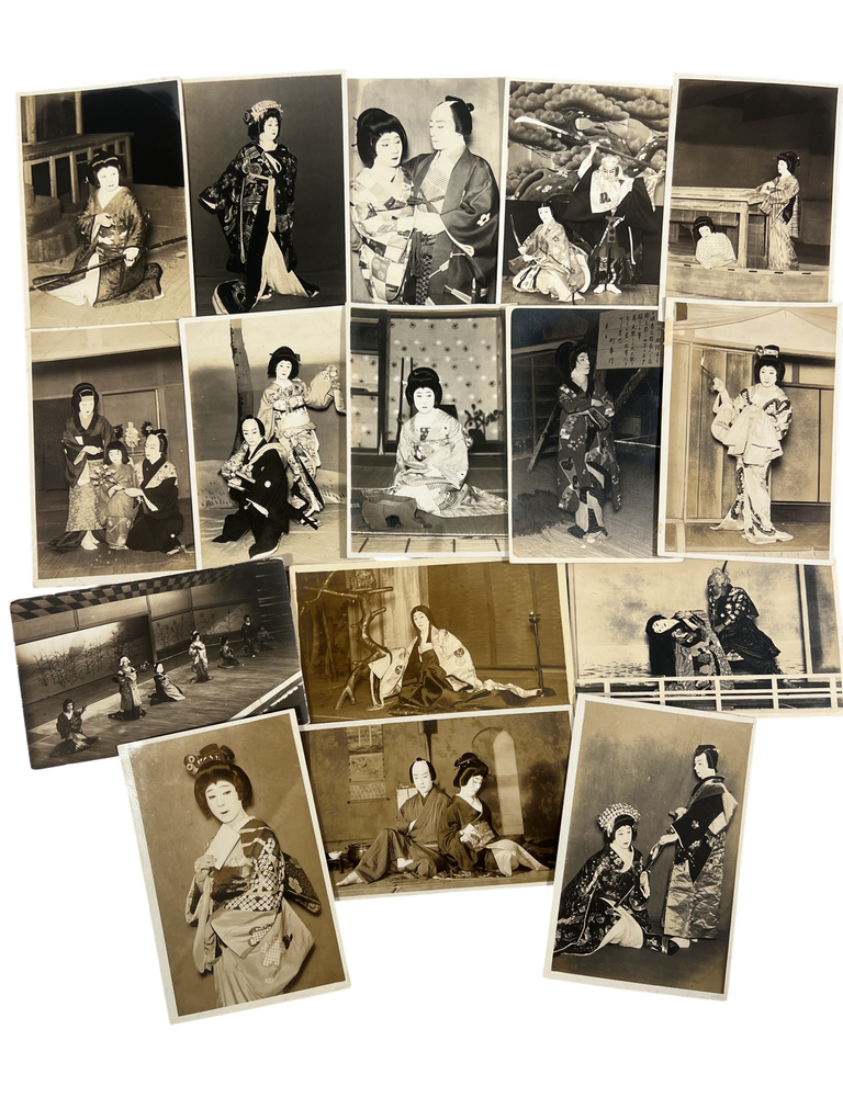 Item #22655 Gender Defying Kabuki Cross Dressing Performers Photo Archive, Japan, 1910s-20s. LGBTQ Japan.