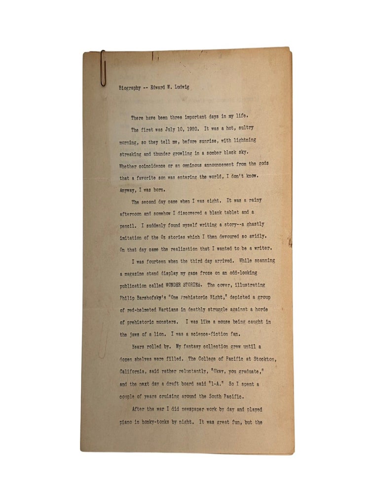 Item #22961 Postwar American Science Fiction Manuscript and Fandom Culture in Edward W. Ludwig&rsquo;s Johnny King&rsquo;s Talisman. Edward Ludwig.