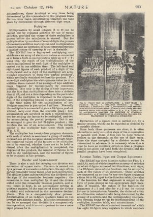 Item #22973 The First Paper on Electronic Digital Computers, The ENIAC, an Electronic Computing...