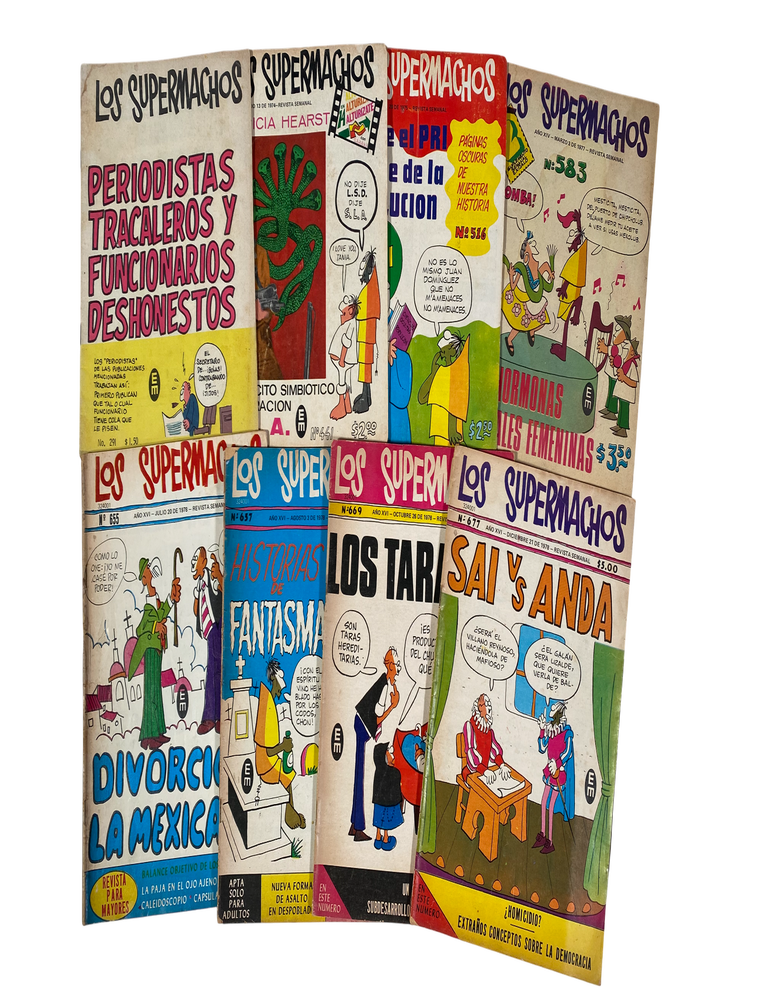 Mexican Satire Comic "Los Supermachos", with Themes of Political Corruption and Gender...
