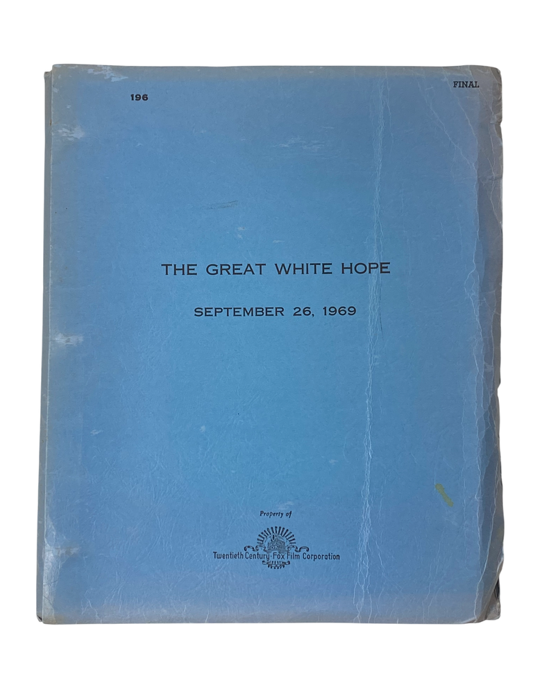 Item #23023 Civil Rights Era Film Dramatizing Black Boxer Jack Johnson "The Great White Hope" Original Script, 1969. The Great White Hope.