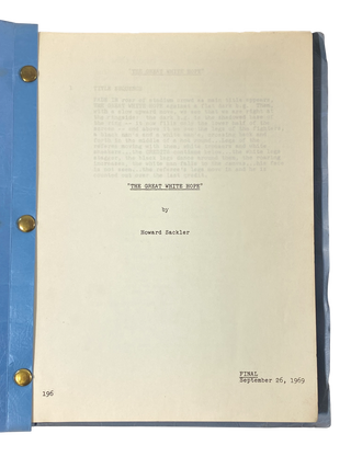 Civil Rights Era Film Dramatizing Black Boxer Jack Johnson "The Great White Hope" Original Script, 1969