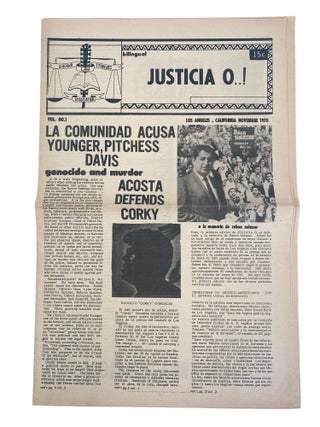 Chicano Activism La Raza Newspaper "Justicia O..!" Archive, Covering Oscar Zeta Acosta, UFW Activism, and the Killing of Rub&eacute;n Salazar