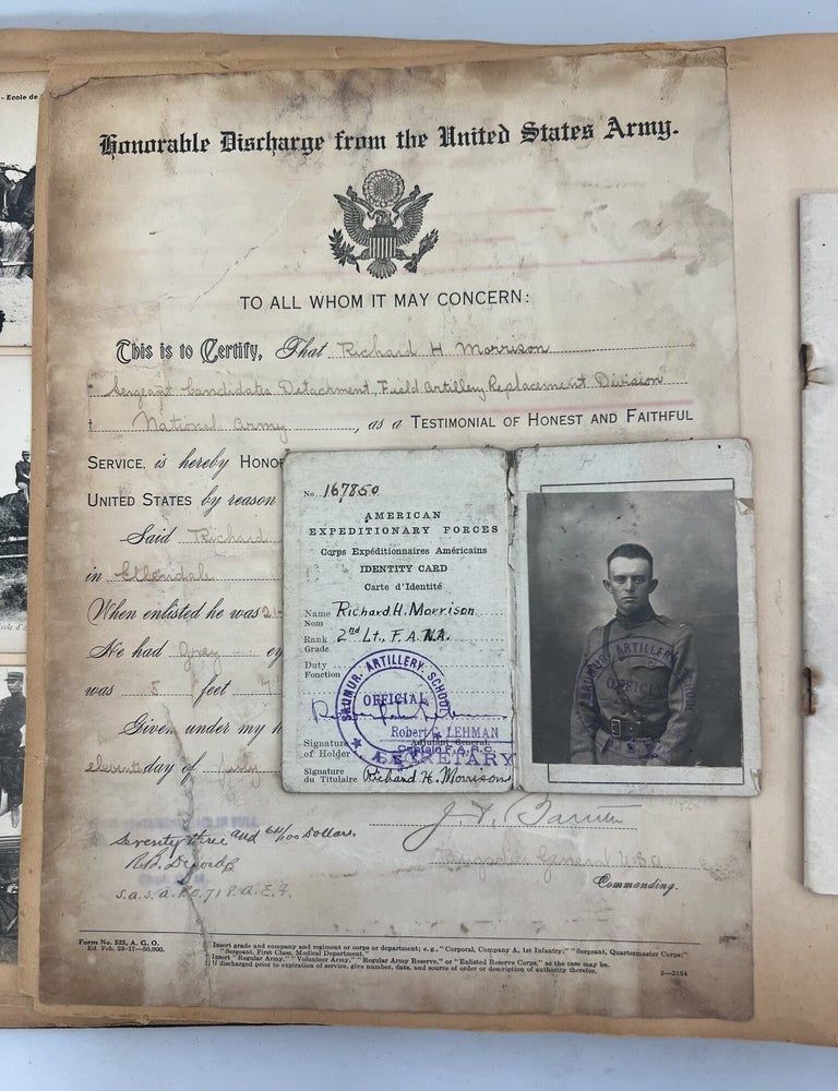 Item #23405 Artillery Officer in World War I: scrapbook album of Documents, Photographs, Maps, Theater Programs, and Battlefield Ephemera, 1917-1926. American Expeditionary Forces.