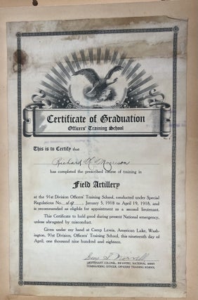 Artillery Officer in World War I: scrapbook album of Documents, Photographs, Maps, Theater Programs, and Battlefield Ephemera, 1917-1926