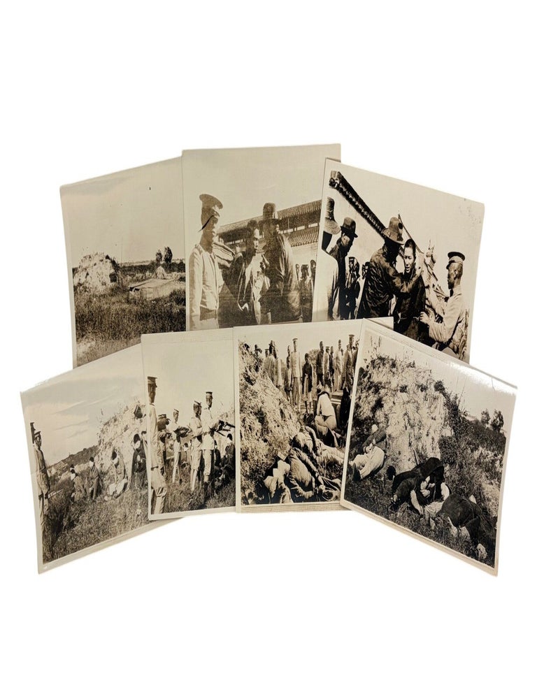 Item #23422 Japanese Military Execution in Occupied Manchuria after Manchukuo: Blindfolded Chinese Prisoners and Field Execution. Japanese-Occupied Manchuria.