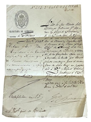 Spanish Colonial Cuba Official Document Ordering Maritime Compliance with Havana Health Board. Cuba Port Health Authority.