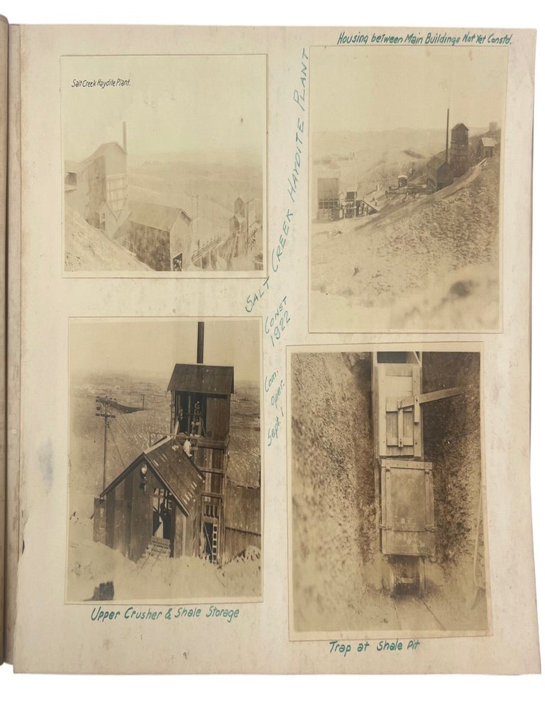 Item #23447 First Haydite Plant Construction and Operation, Wyoming, the Manufacture of Stephen Hayde's Patented Technology During Oil Production Peak, Photo Album of 91 Photographs, 1922-1924. Stephen Hayde, Salt Creek Construction.