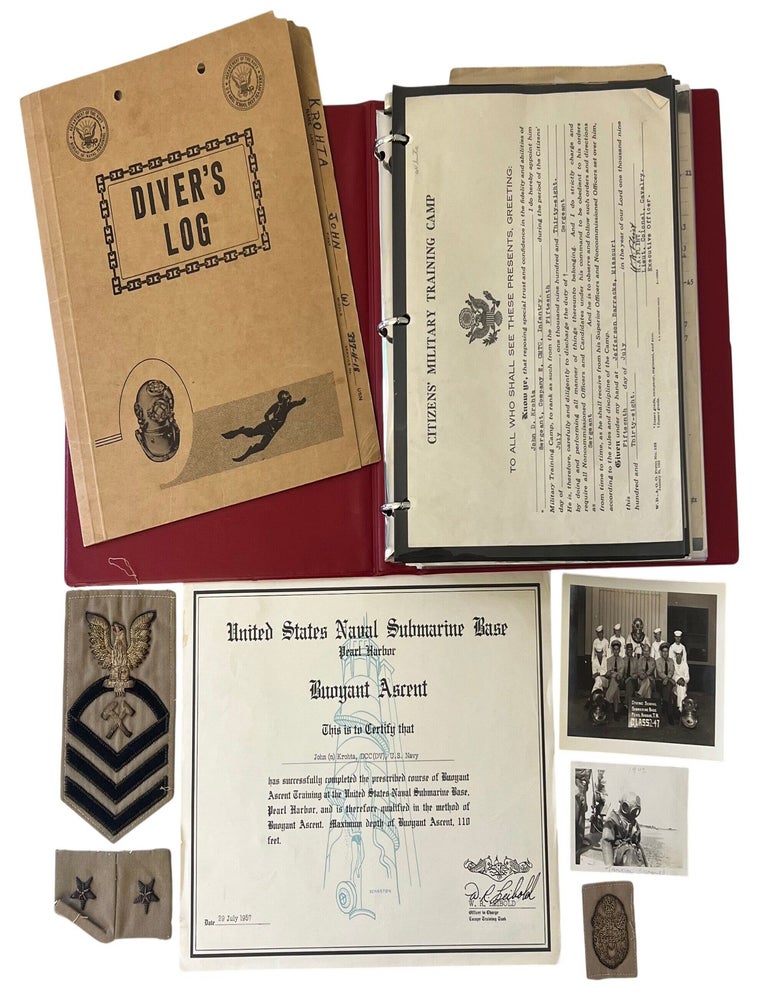 Item #23475 Pearl Harbor Navy Diver John Krohta: Recovery of the Pacific Fleet, Salvage Diving, and the USS Medusa, Large Archive from 1934-1980s. Navy Salvage Diving, Pearl Harbor.
