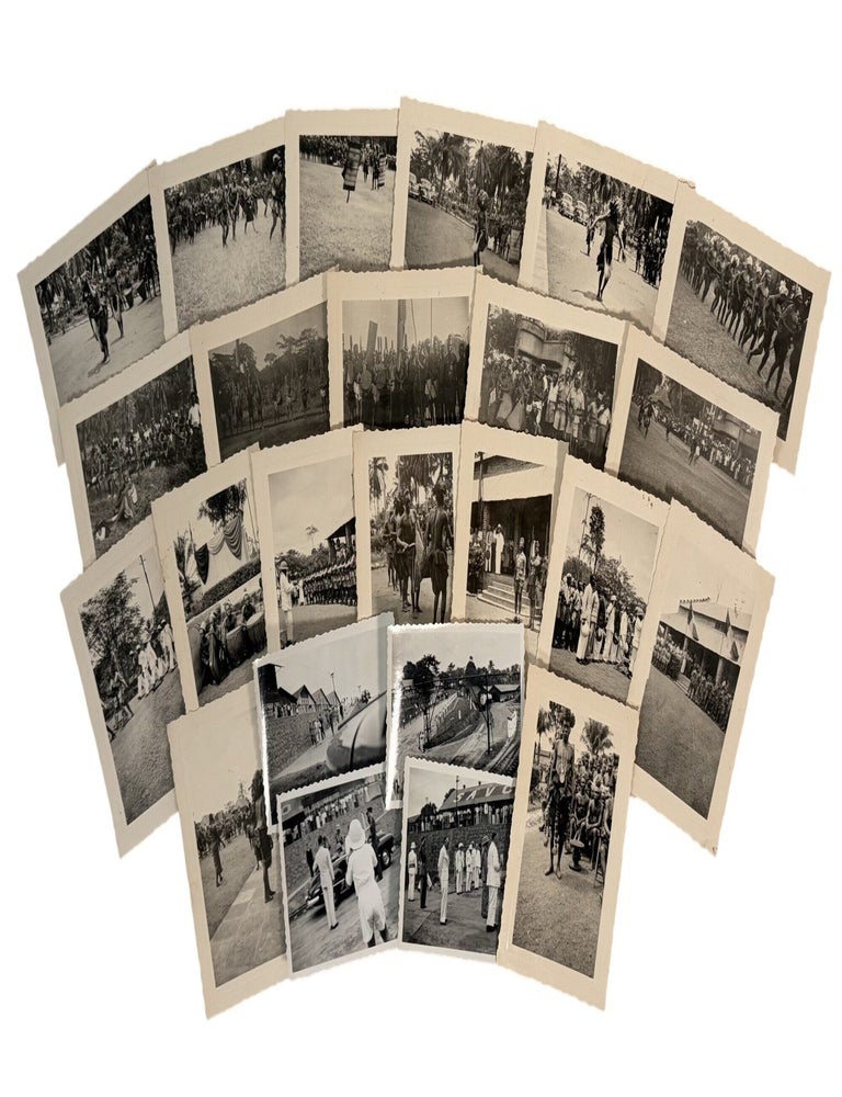 Item #23506 Belgian Congo and Indigenous Ceremony During Prince Regent Charles&rsquo;s Visit to Paulis, Photo Archive of 24 photographs with captions, including Chief Tongolo and Governor General Jungers, 1946-1952. Belgian Congo.