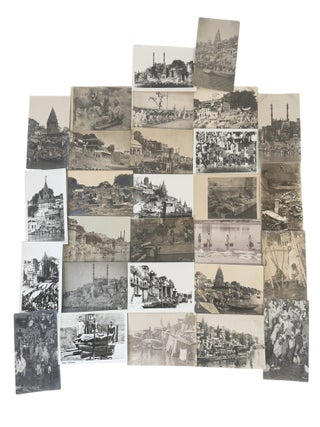 Hindu Ritual Life Along the Ganges at Benares, Temples, Bathing Ghats, Cremation Rites, and Ascetic Practice, Archive of 28 Photos circa 1900s