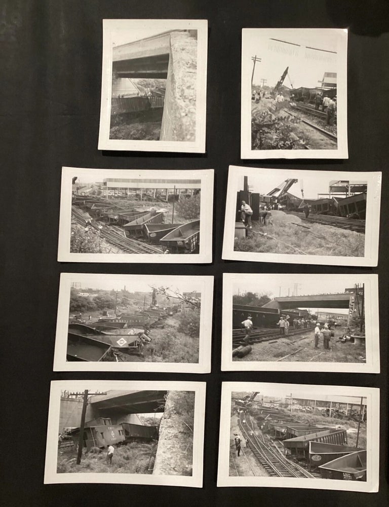 Item #23519 Erie Railroad Newburg Yard Derailment Recovery Photo Archive with Named Crew, Cleveland, Ohio, 1959. Erie Railroad Newburg Yard, Train Derailment.