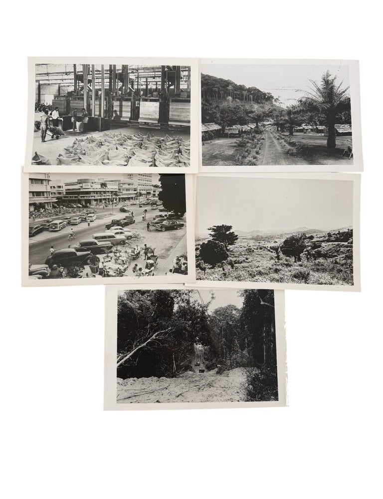Item #23554 Belgian Colonial Development and Labor in the Congo, 5 Official Photographs of Coffee Production, Workers&rsquo; Housing, and L&eacute;opoldville, ca. 1950s. Belgian Congo Colonialism.