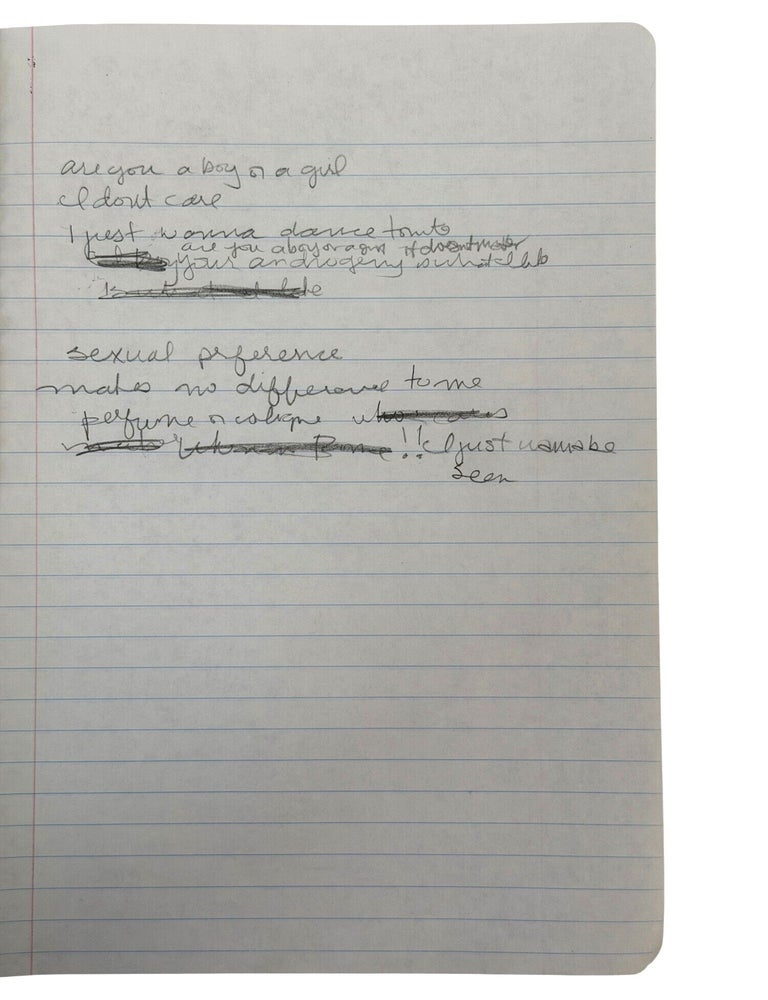Madonna's Early Draft for "Vogue": Autograph Lyric Notebook Leaf Exploring Gender and Sexual...