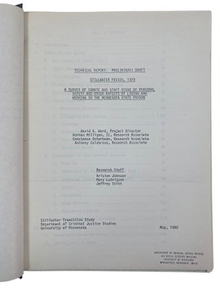 Prison Reform Survey of Minnesota State Prison at Stillwater, 1979, Gathering Inmate Input on Safety, Racial Tension, Sexual Assault, and Labor
