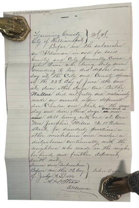 Pennsylvania Woman Bertha Walters Charged with "Fornication, Lewdness, and Common Scold" in Manuscript Criminal Court File, 1886