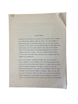 Item #23623 Russian Orthodox Church and State Surveillance in the Soviet Union, of Vasily...