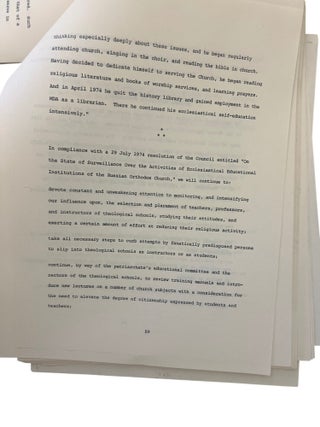 Russian Orthodox Church and State Surveillance in the Soviet Union, of Vasily Furov's Confidential Report, an English Translation including Original Cyrillic Text, c. 1980