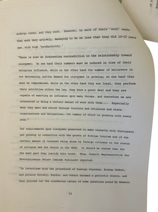 Russian Orthodox Church and State Surveillance in the Soviet Union, of Vasily Furov's Confidential Report, an English Translation including Original Cyrillic Text, c. 1980