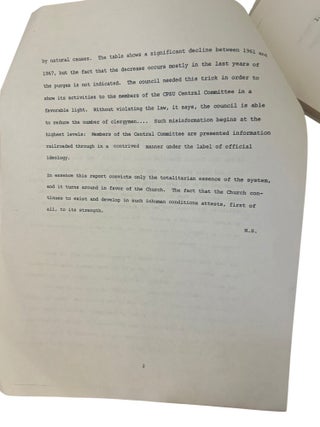 Russian Orthodox Church and State Surveillance in the Soviet Union, of Vasily Furov's Confidential Report, an English Translation including Original Cyrillic Text, c. 1980