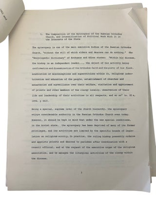Russian Orthodox Church and State Surveillance in the Soviet Union, of Vasily Furov's Confidential Report, an English Translation including Original Cyrillic Text, c. 1980