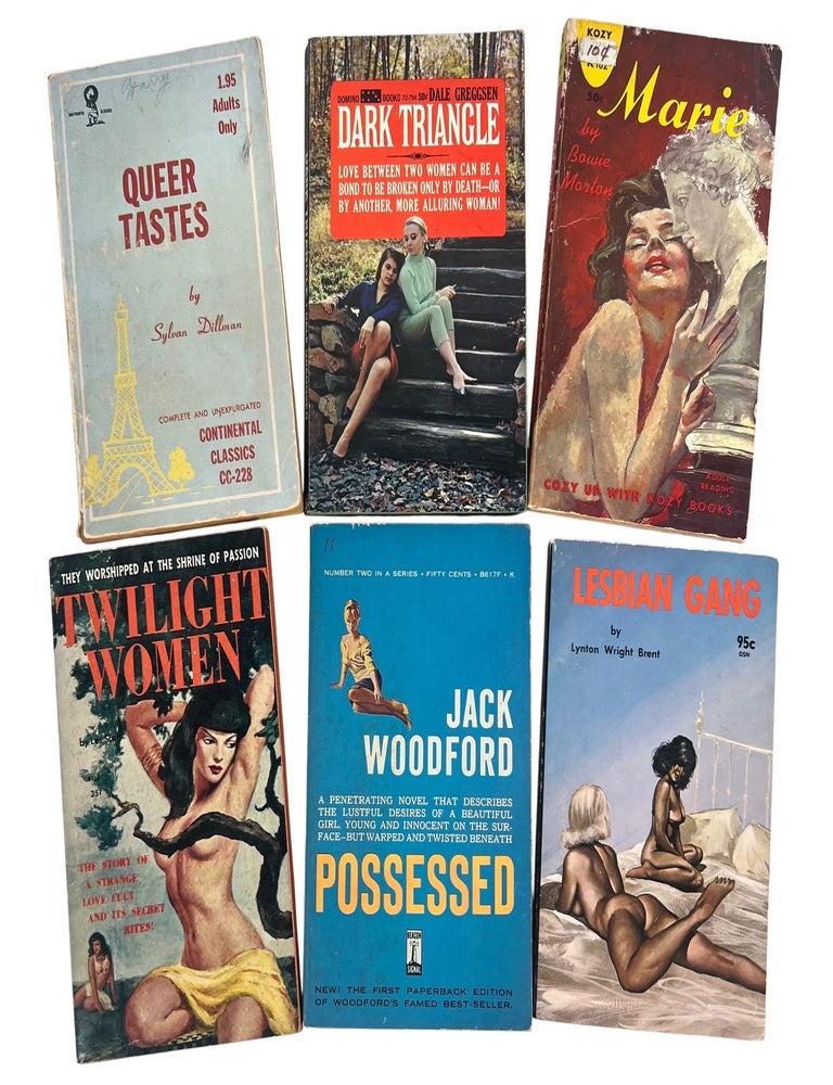 Lesbian Pulp Fiction Archive of Six Mass Market Paperbacks Reflecting Censorship,...