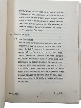 LAPD Working Manual, on Homicide Procedure including Discussion of Sexual Violence and Illegal Abortions, 1981 to 1983