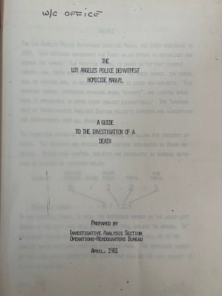 LAPD Working Manual, on Homicide Procedure including Discussion of Sexual Violence and Illegal Abortions, 1981 to 1983