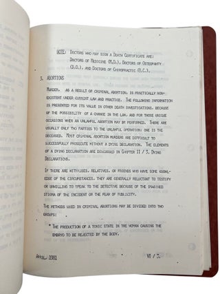 LAPD Working Manual, on Homicide Procedure including Discussion of Sexual Violence and Illegal Abortions, 1981 to 1983