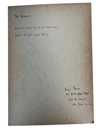 Antarctic Photography Archive of New York Times Photographer Allyn Z. Baum Documenting Operation Deep Freeze, McMurdo Station, the South Pole, and Cold War Polar Research, Including an Unpublished Memoir, Working Prints, and 116 Original Color Transparencies with Handwritten Captions, 1962&ndash;1964