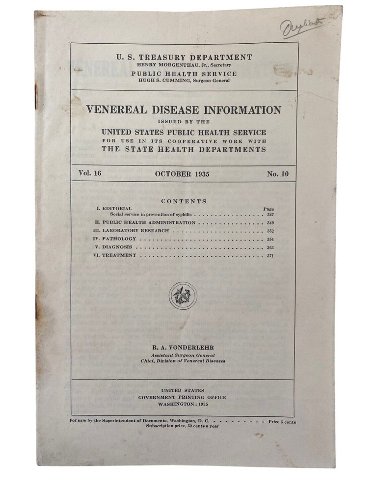 Public Health Bulletin on the Control and Prevention of Syphilis Prior to the Discovery of the...