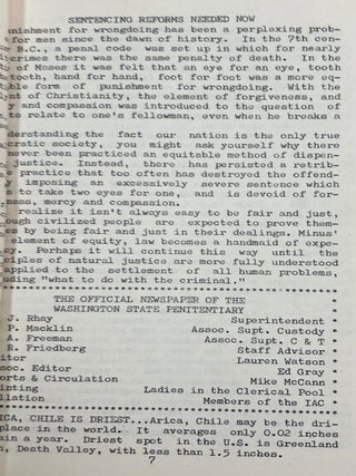 Incarcerated Writers Debate Education, Sentencing, and Institutional Authority in a Collection of "The Walls Tribune," from Washington State Penitentiary, 1969 to 1970