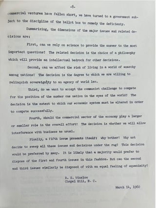 North Carolina Chapel Hill University Wartime Reorganization, The Cadet Program and the Founding of the UNC Executive Program: Bruce and Rex S. Winslow Papers and Ephemera Archive, 1943 to 1963