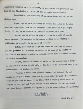 North Carolina Chapel Hill University Wartime Reorganization, The Cadet Program and the Founding of the UNC Executive Program: Bruce and Rex S. Winslow Papers and Ephemera Archive, 1943 to 1963