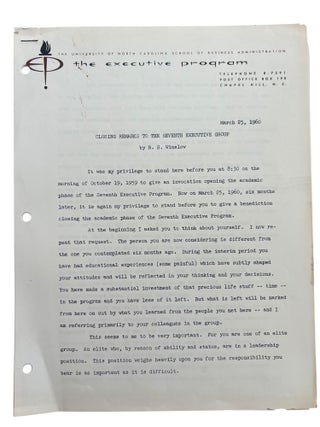 North Carolina Chapel Hill University Wartime Reorganization, The Cadet Program and the Founding of the UNC Executive Program: Bruce and Rex S. Winslow Papers and Ephemera Archive, 1943 to 1963