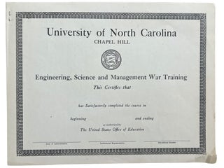 North Carolina Chapel Hill University Wartime Reorganization, The Cadet Program and the Founding of the UNC Executive Program: Bruce and Rex S. Winslow Papers and Ephemera Archive, 1943 to 1963