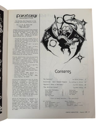 Fantasy Newsletter archive During the Transition of Independent Fanzine to University Based Fantasy Criticism, 9 Issues, 1981-82