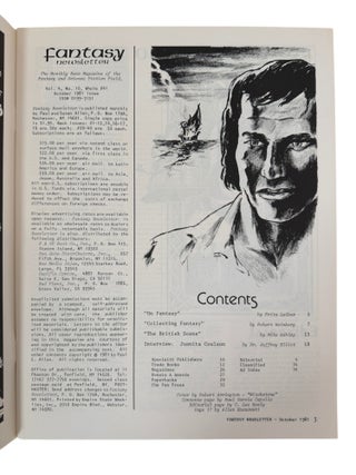 Fantasy Newsletter archive During the Transition of Independent Fanzine to University Based Fantasy Criticism, 9 Issues, 1981-82