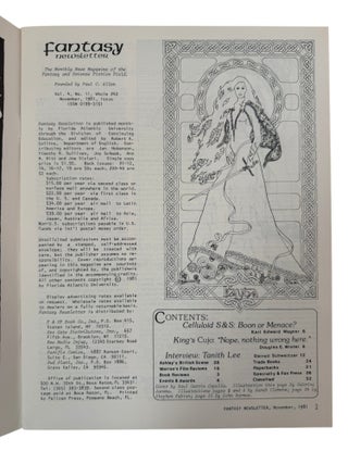 Fantasy Newsletter archive During the Transition of Independent Fanzine to University Based Fantasy Criticism, 9 Issues, 1981-82