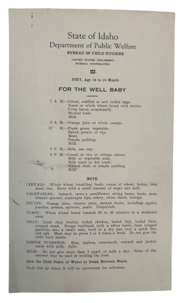 Early 20th Century Child Welfare, Maternal Health, and Government Instruction on Raising Children, 1914 to 1937
