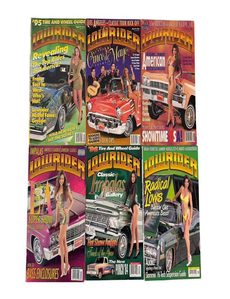 California Chicano Cultural Periodical Lowrider Magazine, 6 Issues, 1995-96