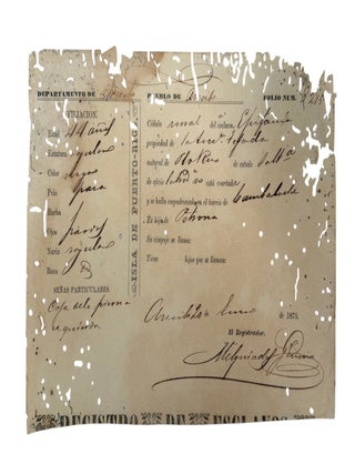 Puerto Rico Slave Registration After the Moret Law, Listing a 44-Year-Old Enslaved Man Named. Slavery, Puerto Rico.