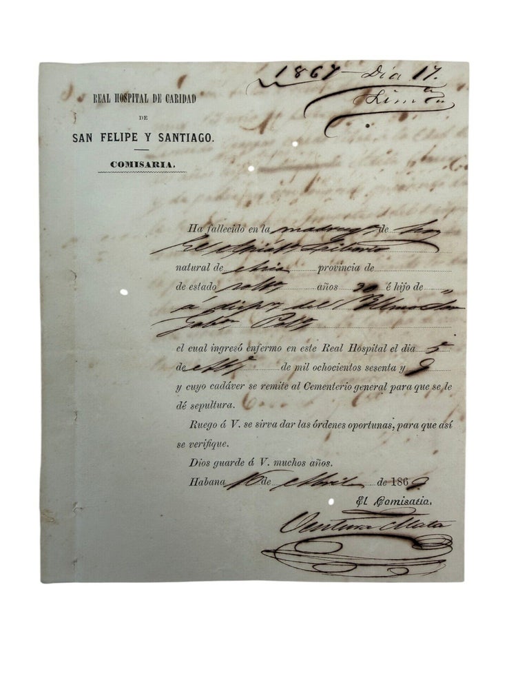 Chinese "Coolie" Contract Laborer Hospital Admittance and Death Certificate in Colonial...