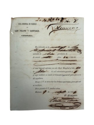Item #23809 Chinese "Coolie" Contract Laborer Hospital Death Certificate in Colonial...