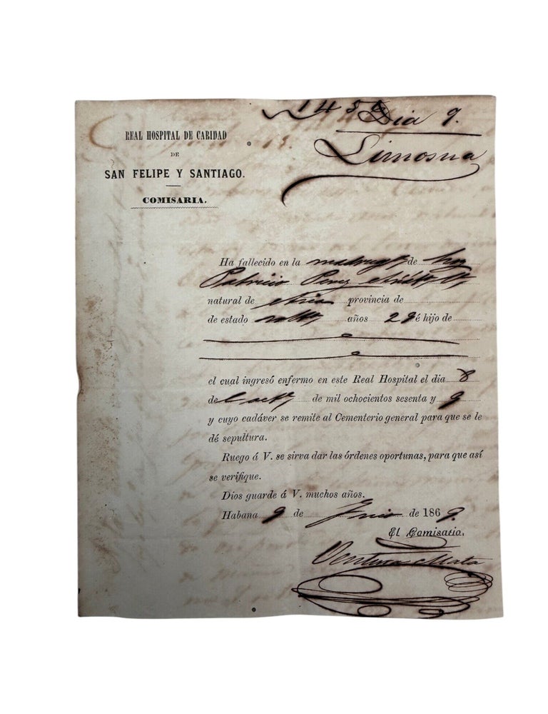 Chinese Migration and Death in Colonial Cuba: Havana Hospital Admission Certificate and Death...