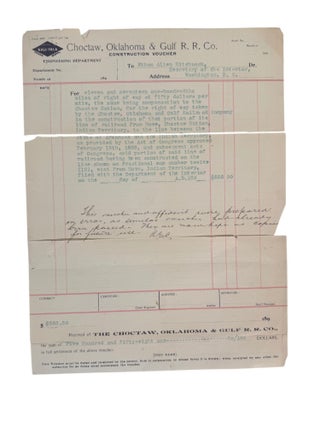 Choctaw and Chickasaw Railroad Construction and Land Development Documents, Oklahoma, 1902-1920