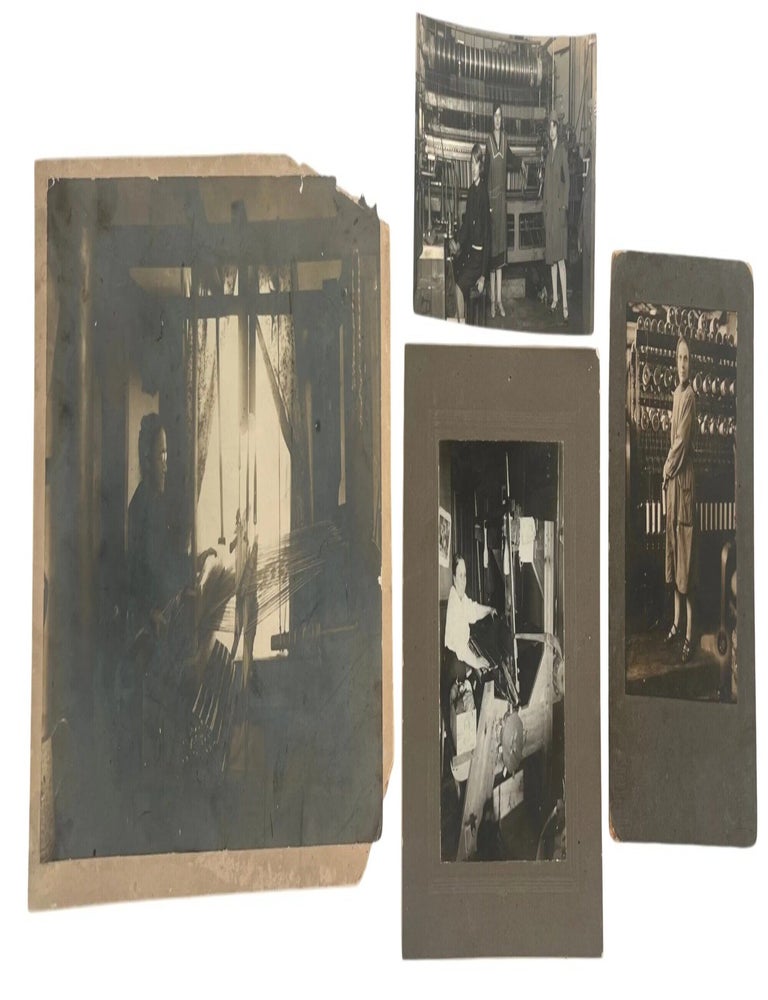 Item #23885 Women Operating Jacquard Looms and the Textile Origins of Programmable Computing, circa 1900 to 1930. Jacquard Loom, Women Weaving.