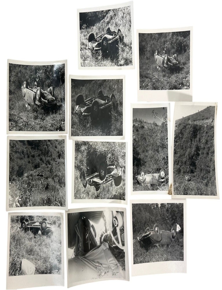 Archive of 11 Successive Photographs Documenting One Automobile Crash and Rollover in a Rural...