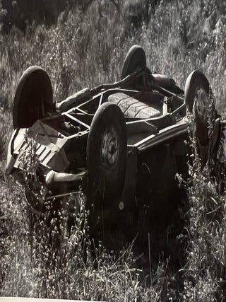 Archive of 11 Successive Photographs Documenting One Automobile Crash and Rollover in a Rural Hillside, c. 1940s to 1950s